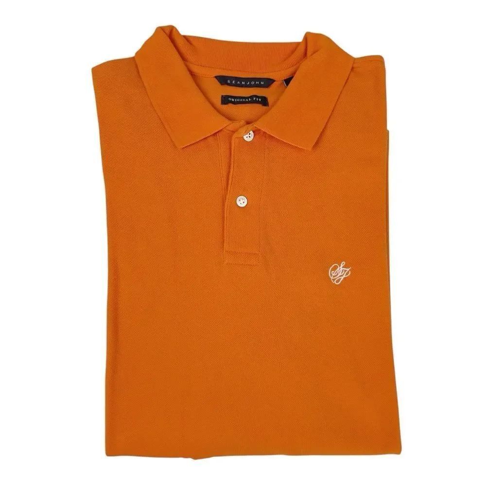 Sean John Golf Polo Shirt Orange Mens XL Short Sleeve Collared OG Fit Hip Hop